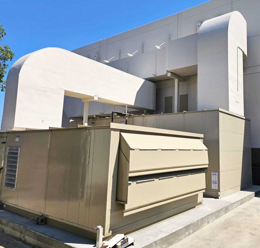 Industrial HVAC Stauffers finished heaters and outdoor ducts painted