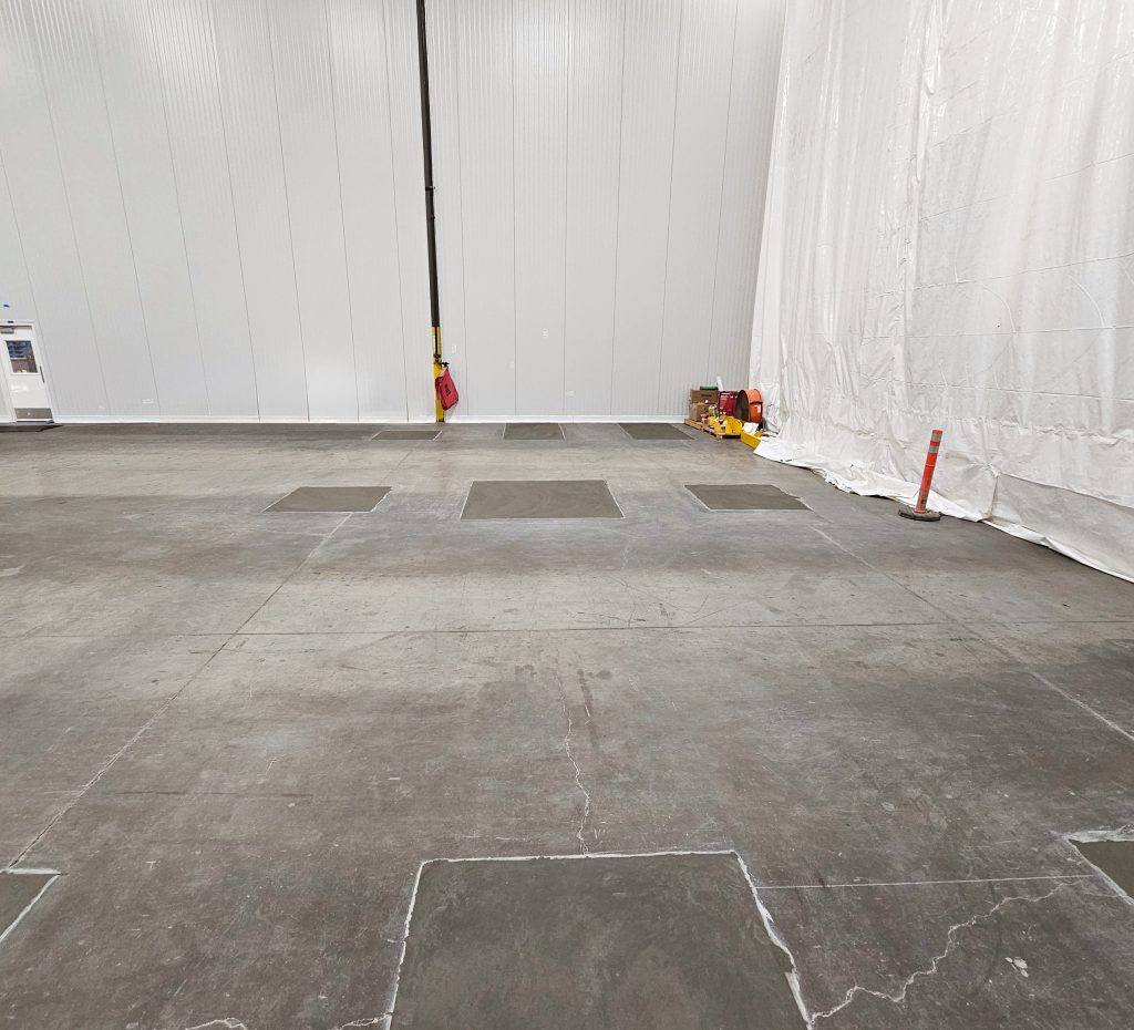 Completed concrete work for carbon steel columns to be anchored to