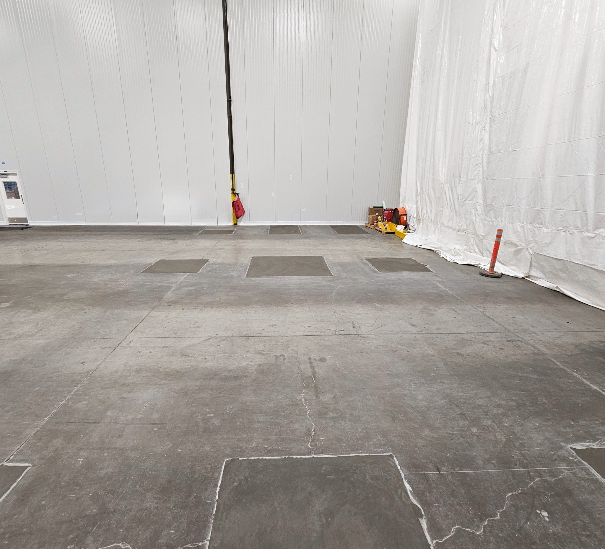 Completed concrete work for carbon steel columns to be anchored to